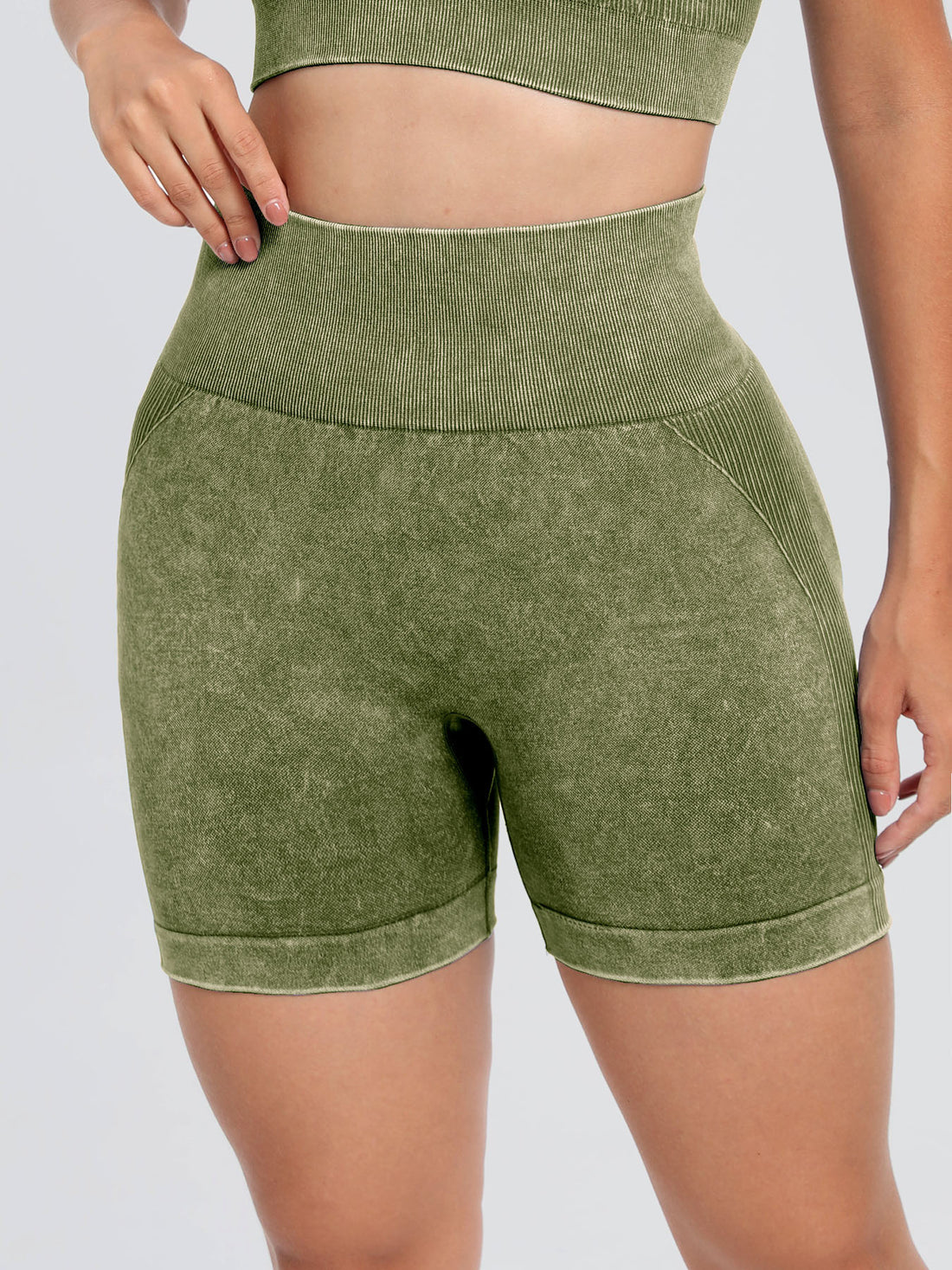 Washed High Waist Active Shorts 