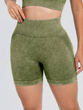 Washed High Waist Active Shorts 