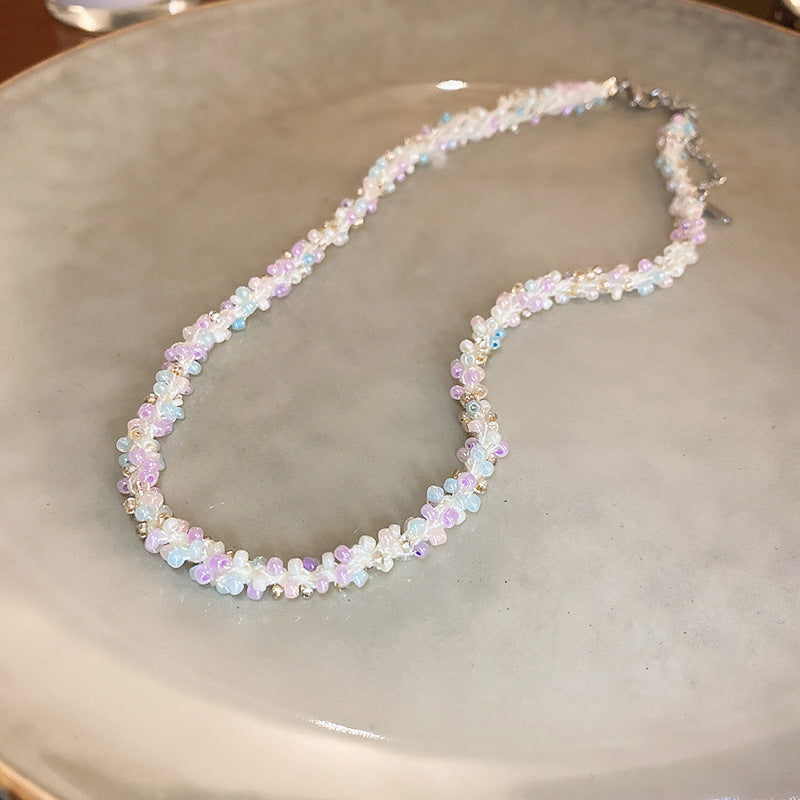 Titanium Steel Rice Bead Necklace 