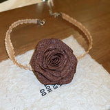 3D Rose Alloy Buckle Necklace 