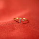 T Shape Inlaid Zircon 925 Sterling Silver Open Ring 