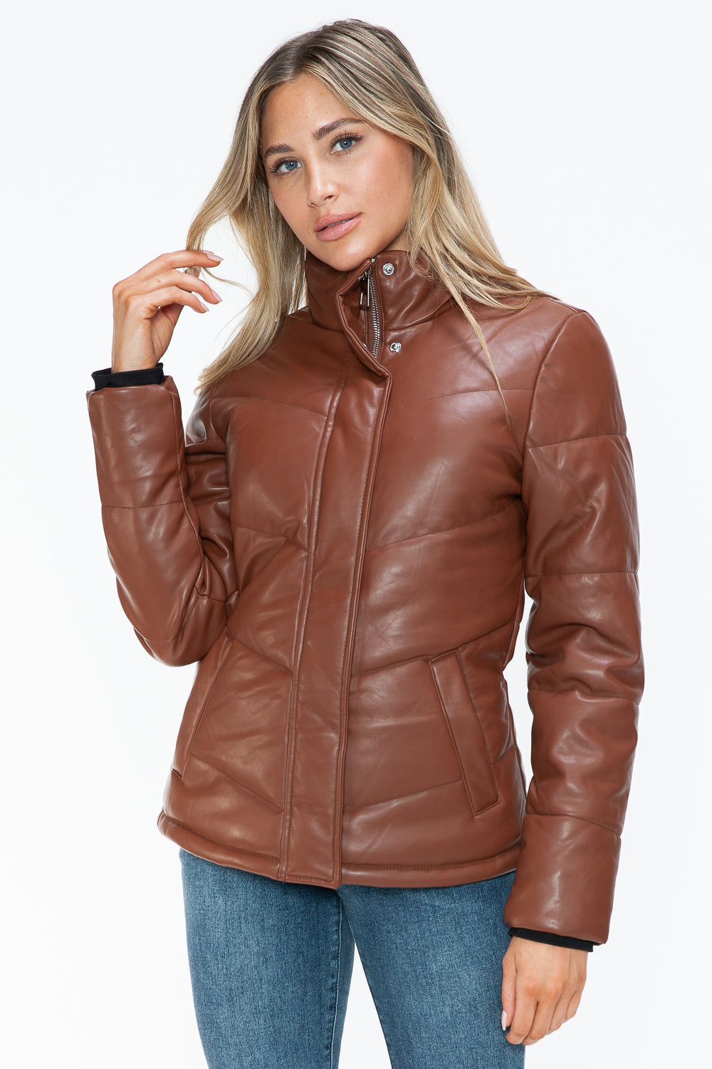 Snobbish Pocketed Zip Up Turtleneck Puffer Jacket 