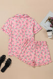 Candy Cane Collared Neck Top and Shorts Lounge Set Lingerie & Nightwear