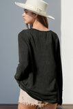 Double Take Full Size Notched Thumbhole Long Sleeve T-Shirt 
