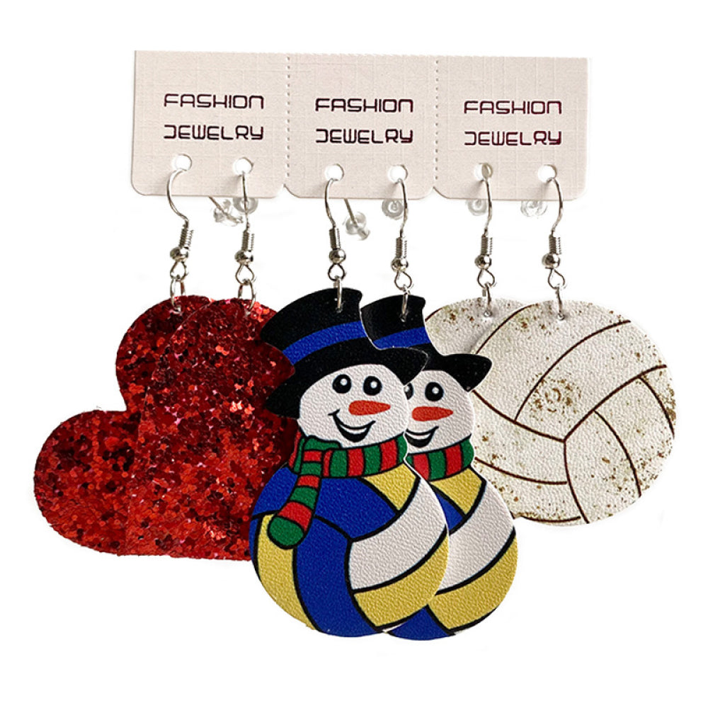 Snowman, Ball, and Heart Earrings Set 