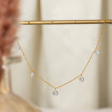 Stainless Steel Rhinestone Charm Necklace 