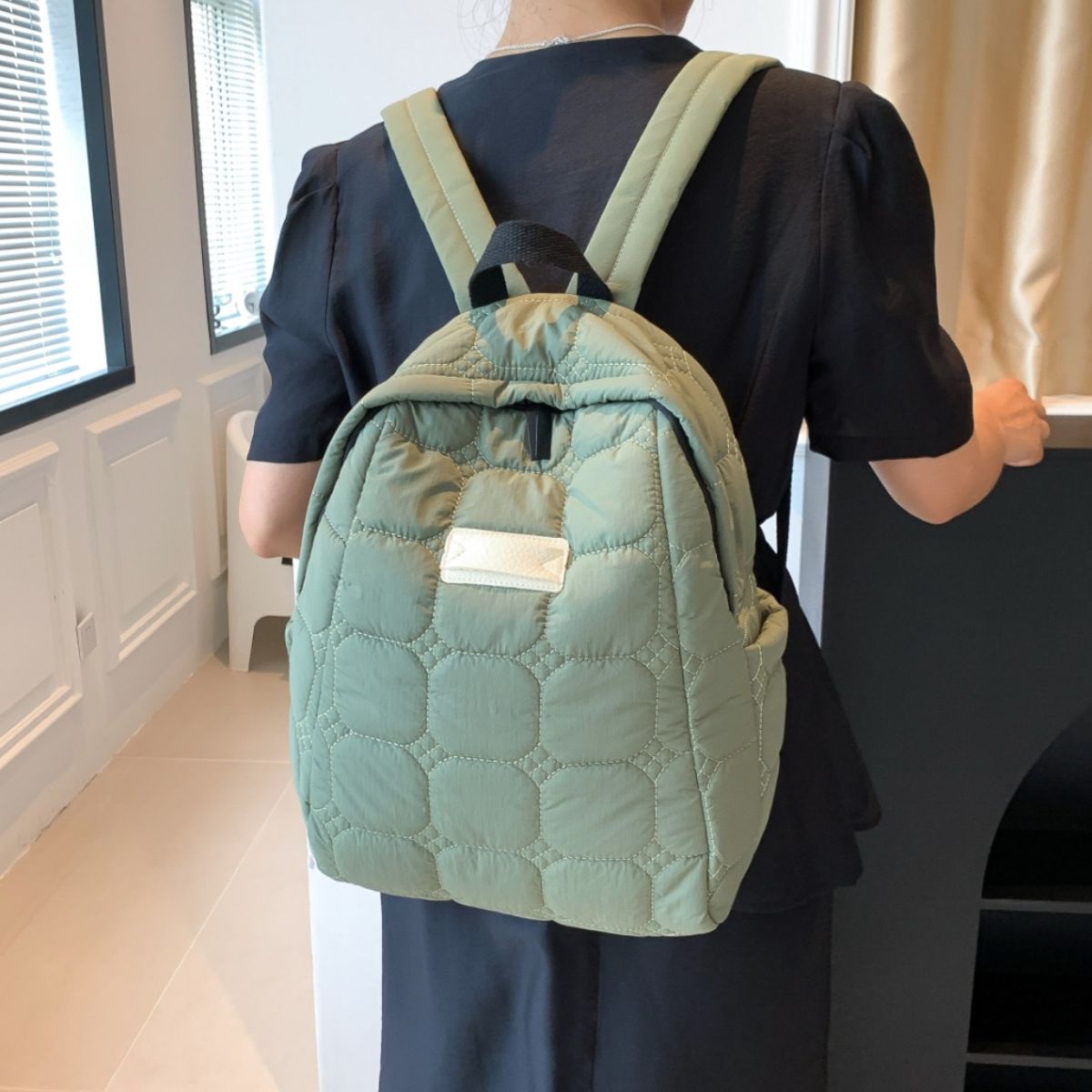Quilted Polyester Backpack Bag 