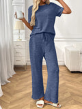Ribbed Knit Short Sleeve Top and Pants Lounge Set Lingerie & Nightwear