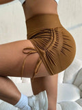 Drawstring High Waist Active Shorts 