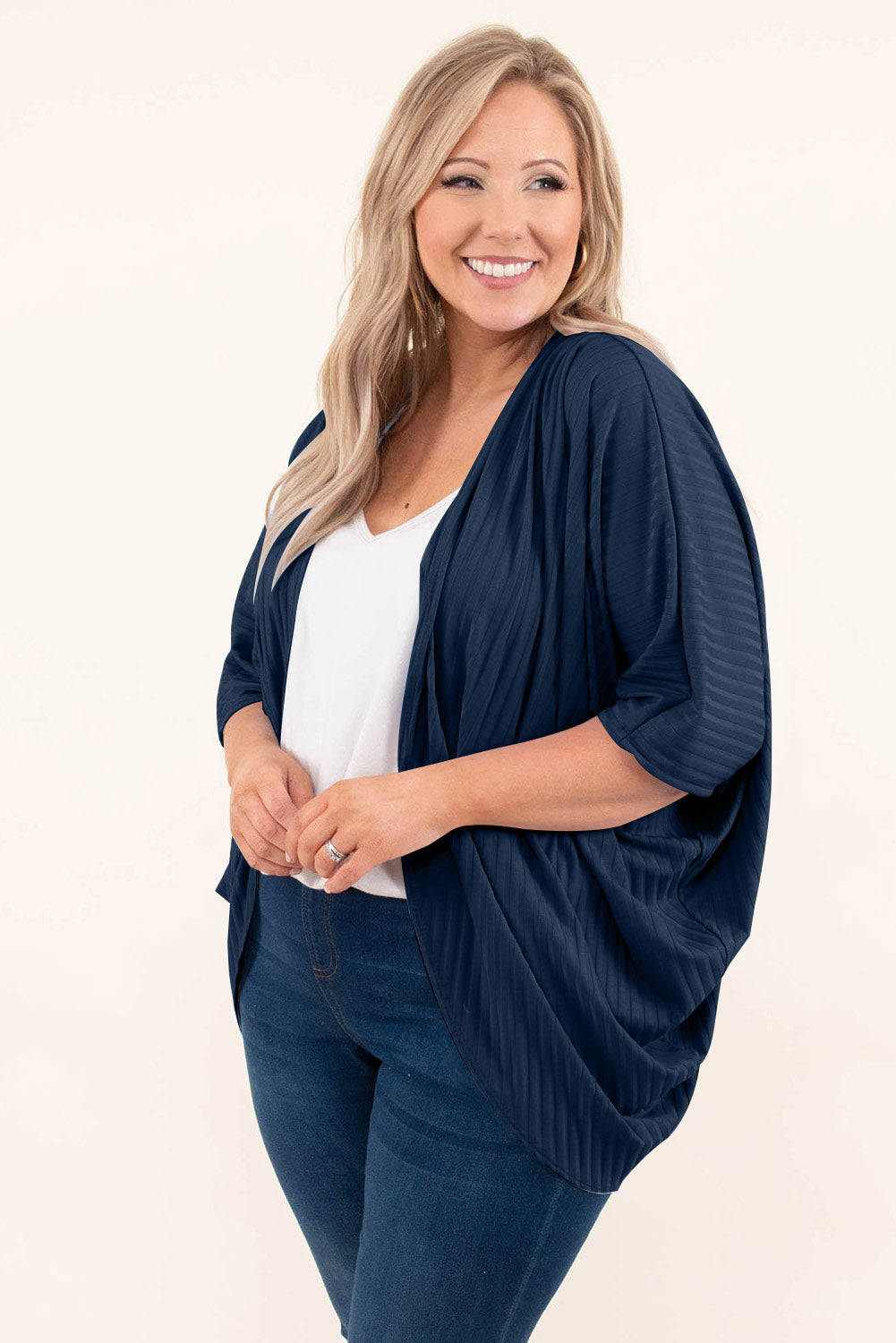 Plus Size Ribbed Cocoon Cover Up 