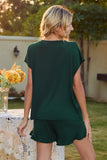 Round Neck Short Sleeve T-Shirt and Drawstring Shorts Lounge Set Lingerie & Nightwear