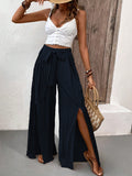 Honey Tied Slit Wide Leg Pants 