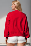 Double Take Full Size Nutcracker Sequin Bow Decor Cardigan 