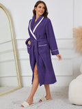 Contrast Trim Tie Waist Lounge Nightgown with Pockets Lingerie & Nightwear