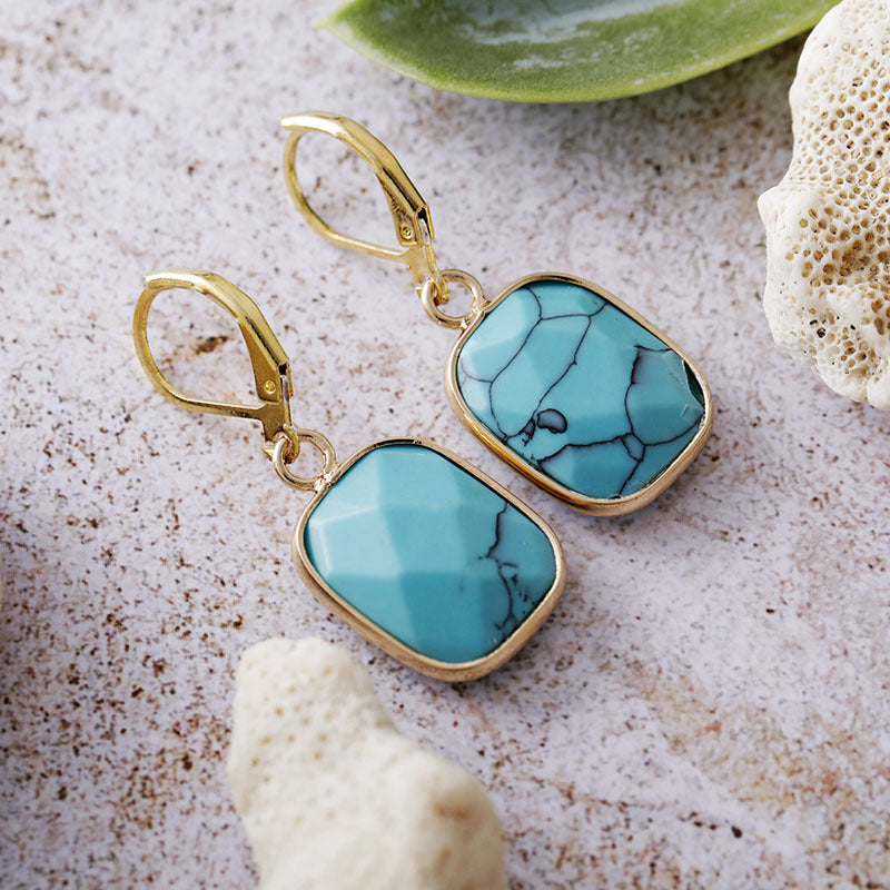 Copper Natural Stone Dangle Earrings 