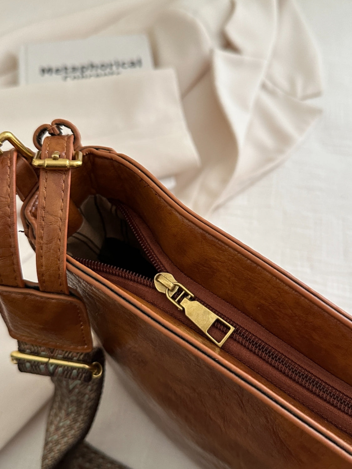 PU Leather Adjustable Strap Crossbody Bag with Pouch 