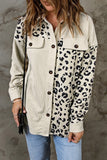 Apricot Leopard Print Detail Pocketed Corduroy Jacket Outerwear/Jackets