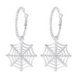 Halloween Spider Web Dangle Hoop Earrings 