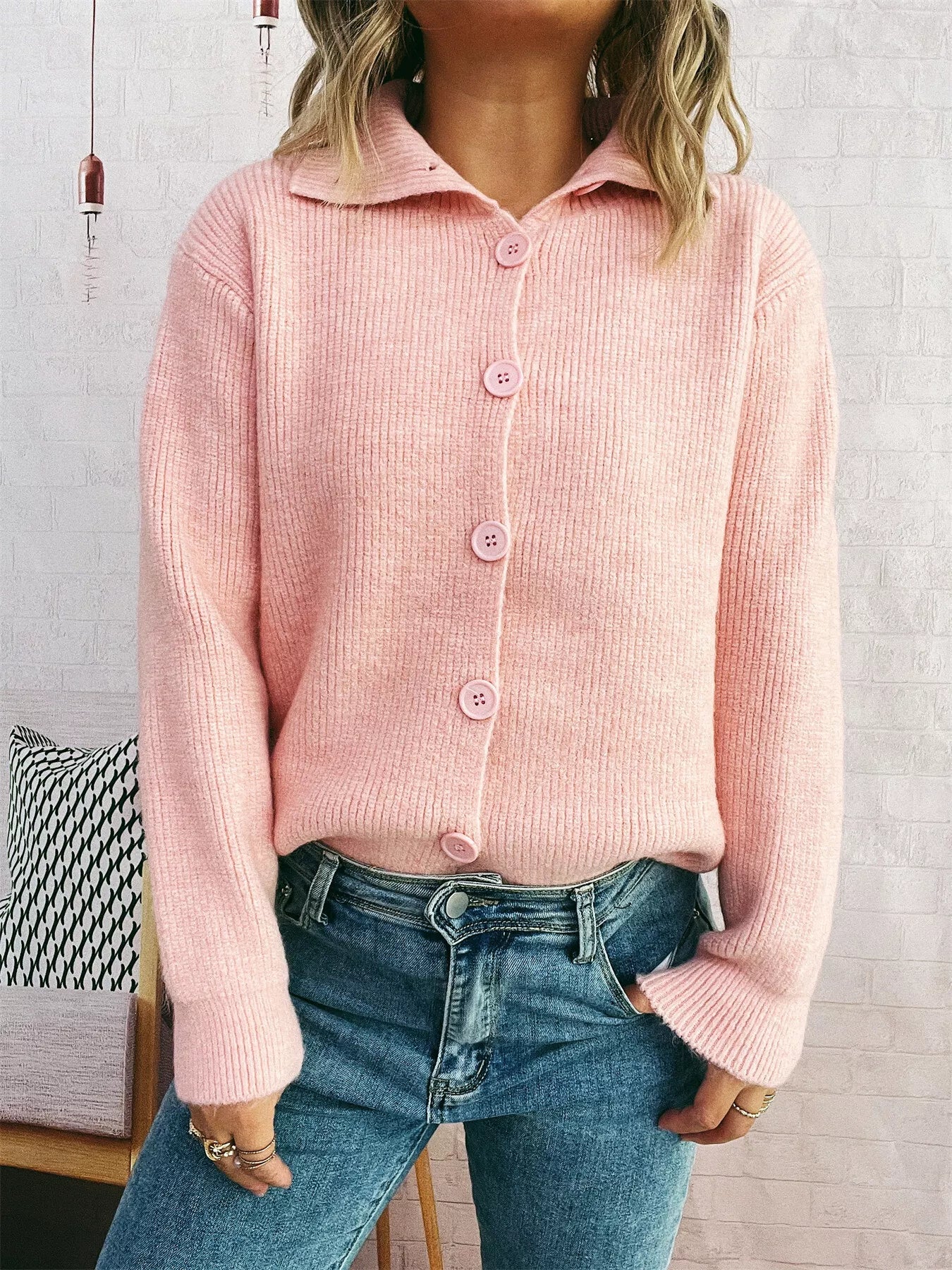 Ribbed Button-Up Cardigan 