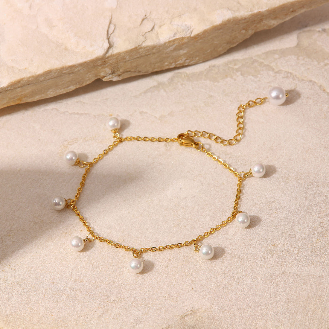Pearl 18K Gold-Plated Charm Anklet 