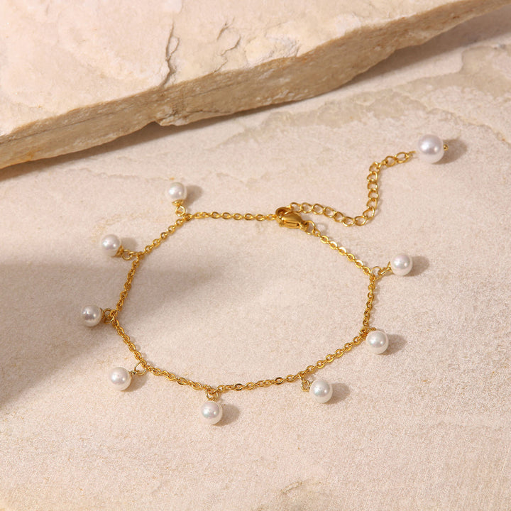Pearl 18K Gold-Plated Charm Anklet 