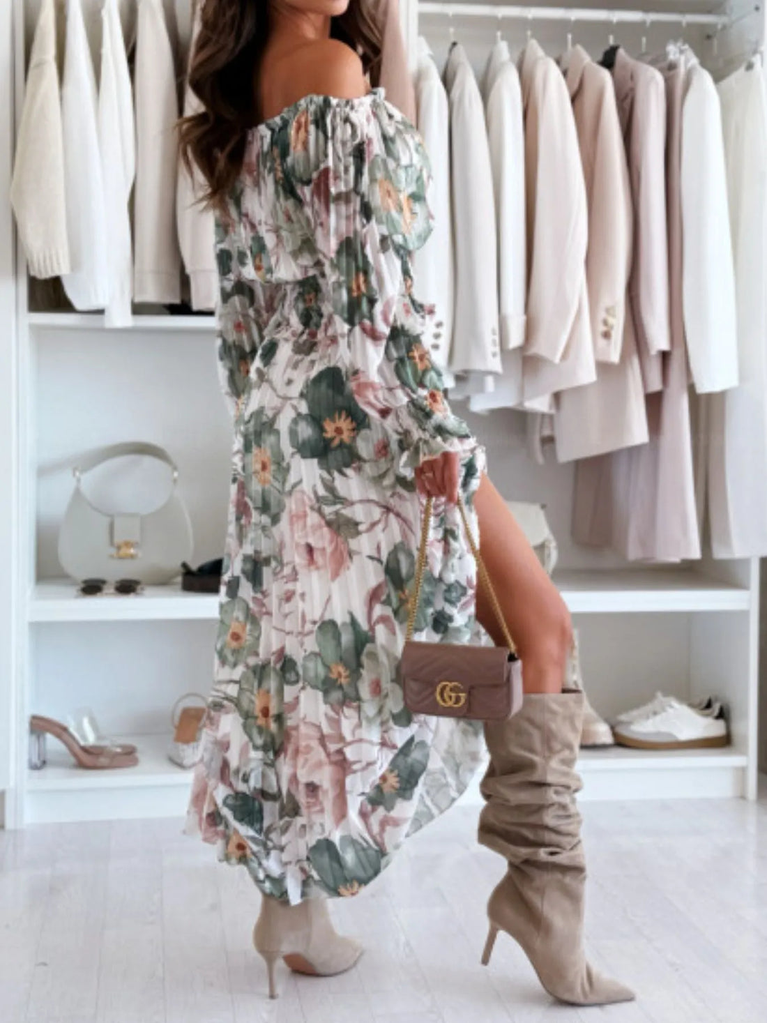 Floral Off-Shoulder Top and Skirt Two-Piece Set Two Piece Dresses