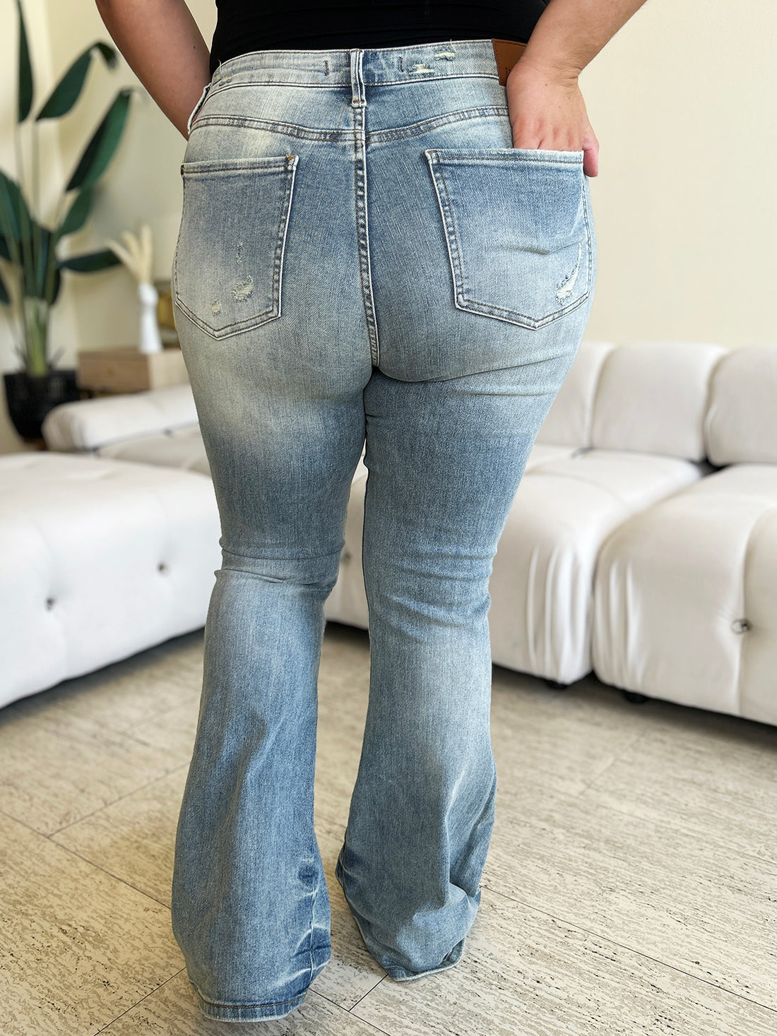 Judy Blue Full Size Mid Rise Flare Jeans 