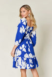 Double Take Full Size Floral Ruffle Hem Smocked Dress with Pockets 