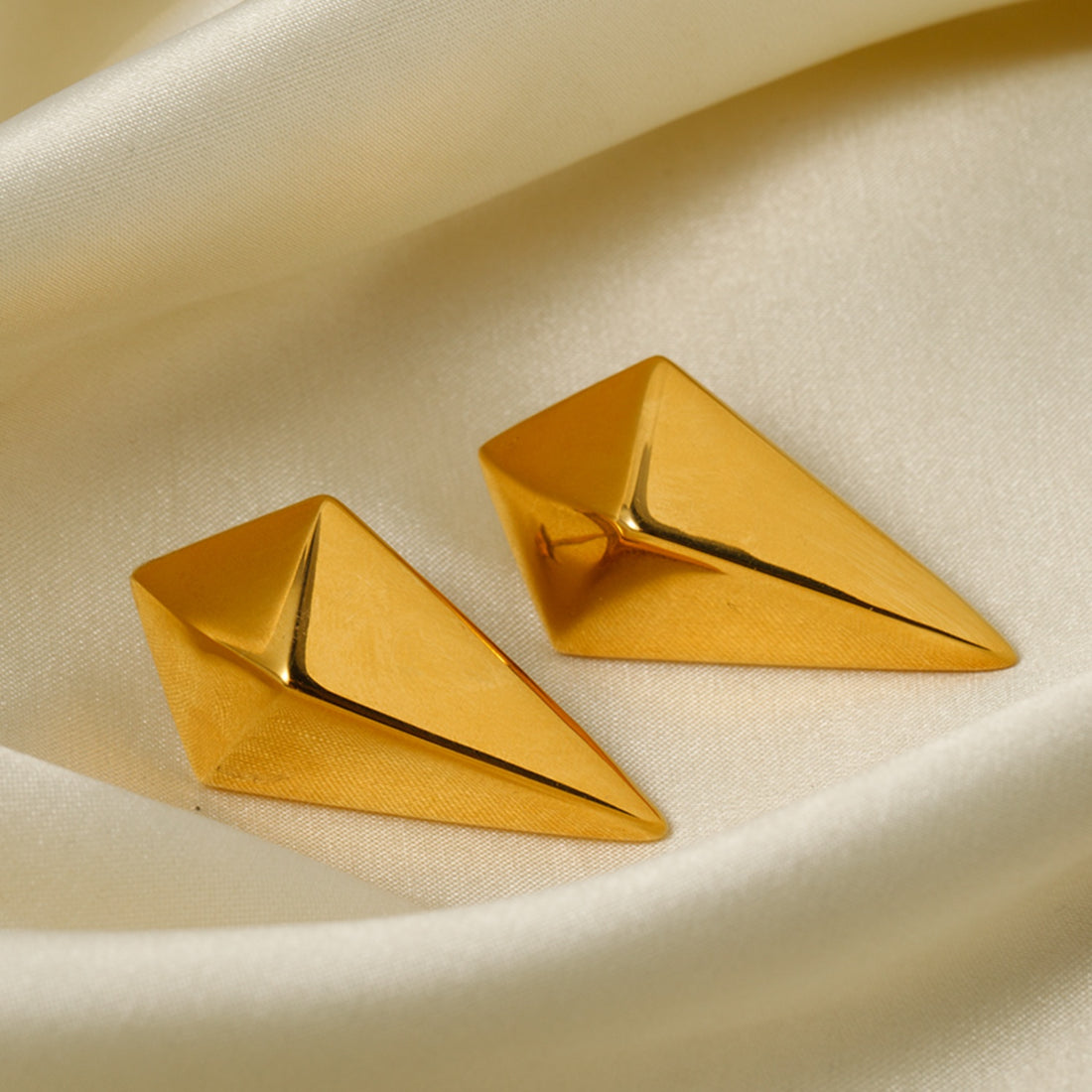 Stainless Steel 18K Gold-Plated Geometric Earrings 