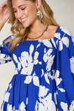 Double Take Full Size Floral Ruffle Hem Smocked Dress with Pockets 
