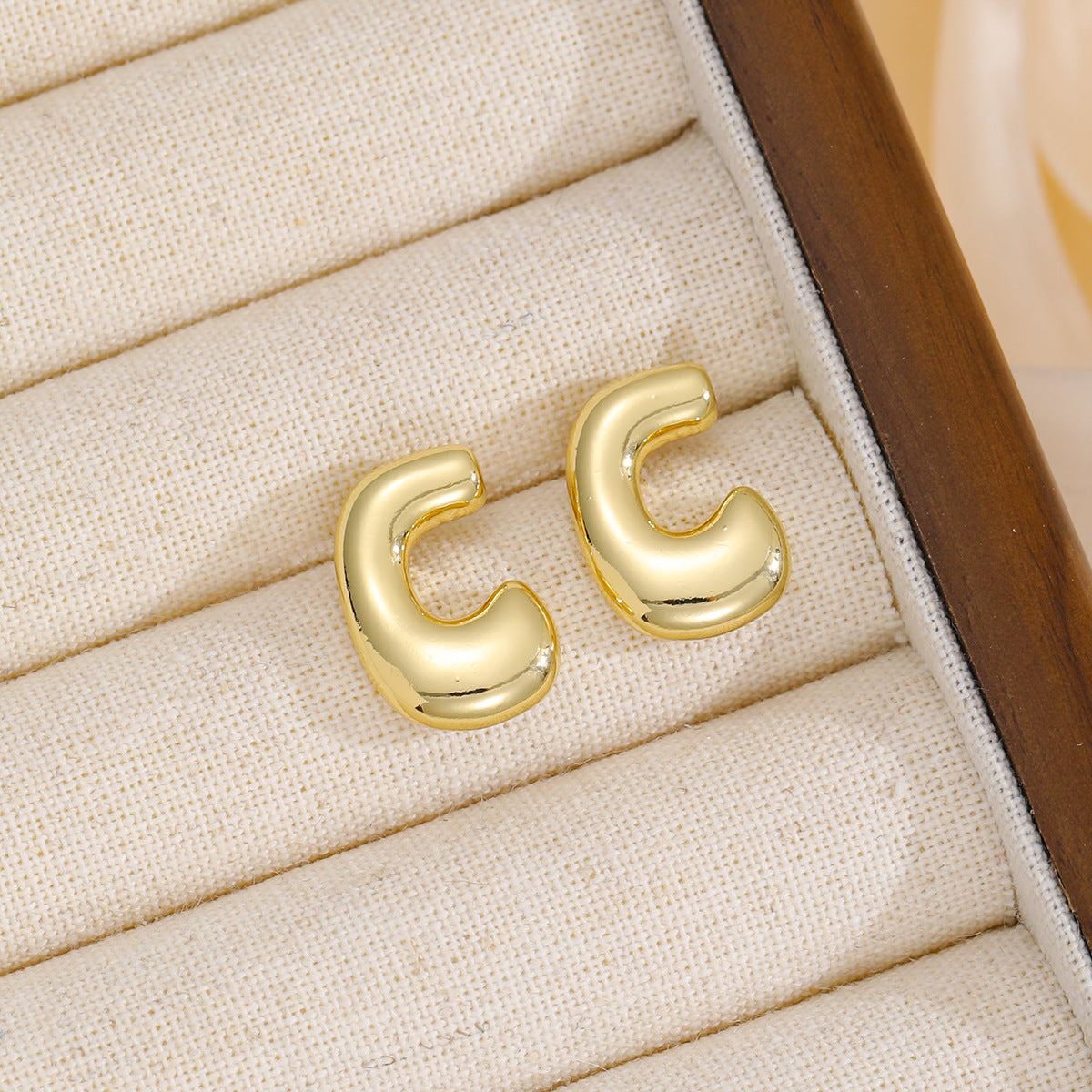 18K Gold-Plated Bubble Letter Stud Earrings 