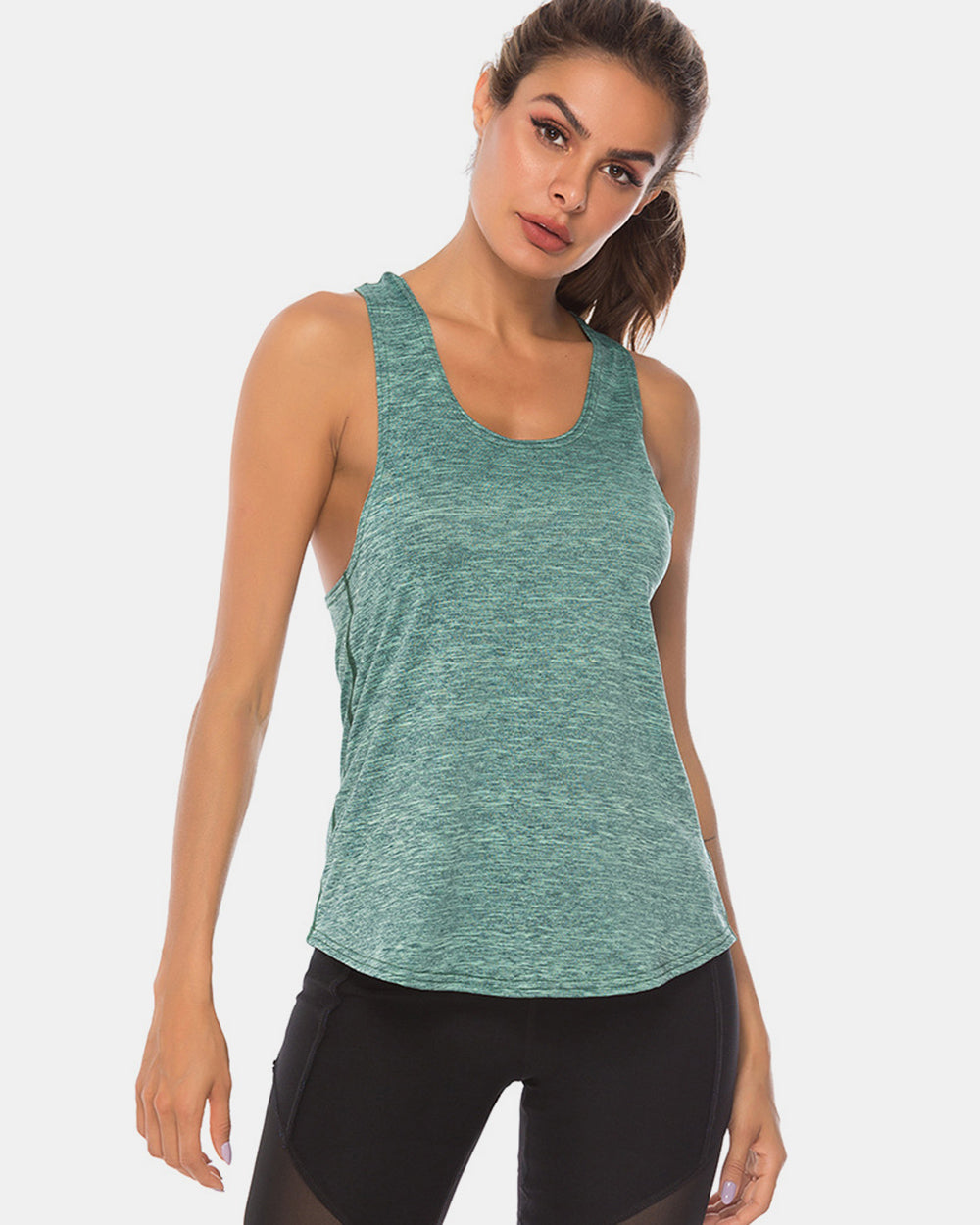 Full Size Scoop Neck Wide Strap Active Tank 