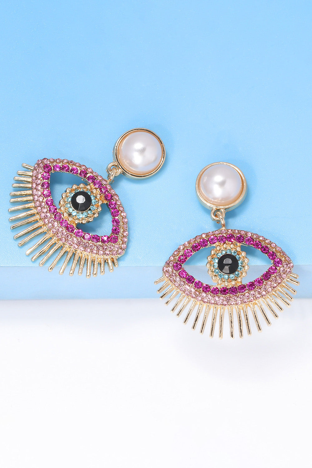 Evil Eye Shape Rhinestone Zinc Alloy Synthetic Dangle Earrings 