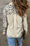 Apricot Leopard Print Detail Pocketed Corduroy Jacket Outerwear/Jackets