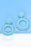 Round Shape Raffia Grass Dangle Earrings 