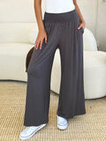 Double Take Full Size Smocked Wide Waistband Wide Leg Pants 