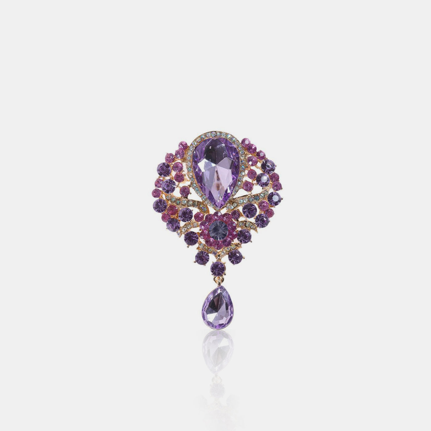 Alloy Rhinestone Teardrop Brooch 
