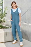 Double Take Full Size Sleeveless Straight Jumpsuit 