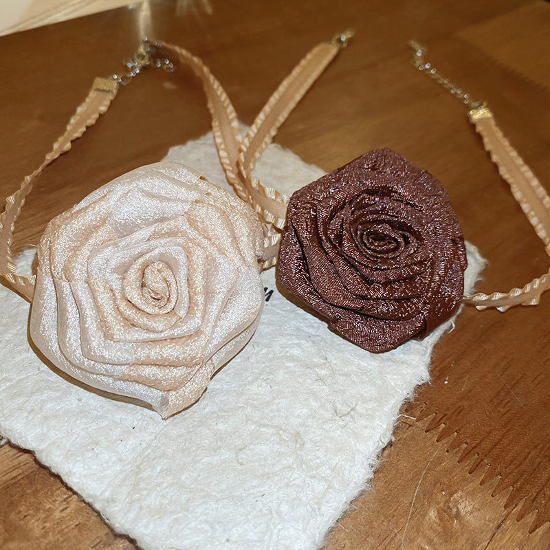 3D Rose Alloy Buckle Necklace 