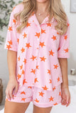 Star Print Short Sleeve Shirt and Shorts Set Lingerie & Nightwear