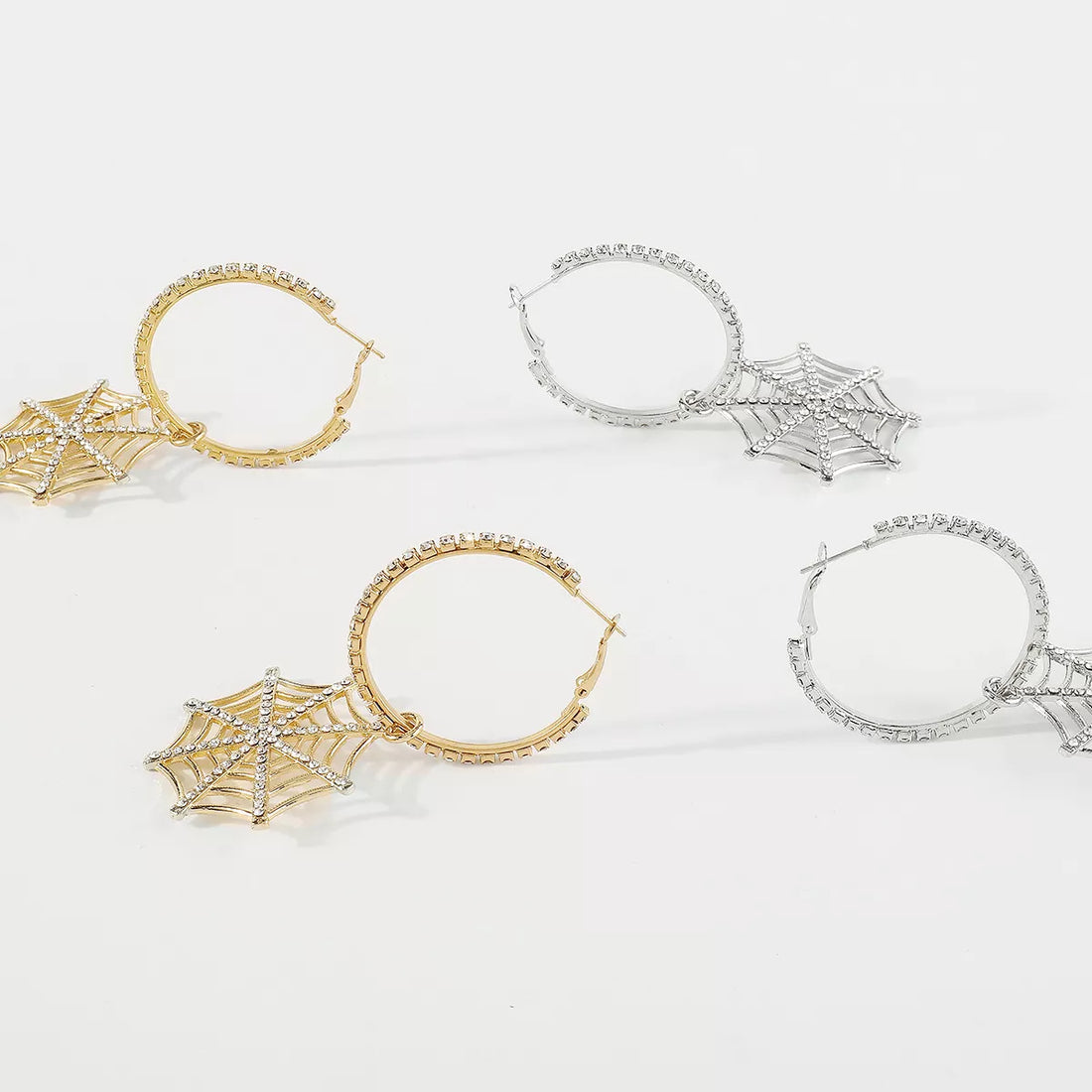 Halloween Spider Web Dangle Hoop Earrings 