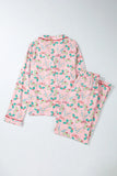 Printed Collared Neck Long Sleeve Top and Pants Lounge Set Lingerie & Nightwear