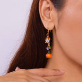 Halloween Asymmetrical Pumpkin Ghost Earrings 