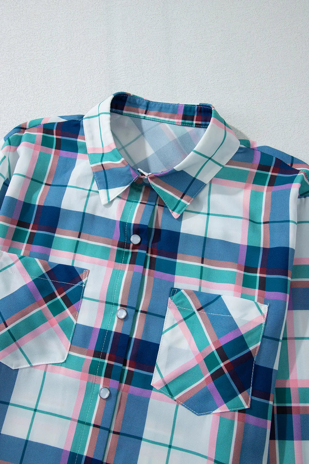 Plaid Snap Down Long Sleeve Top and Shorts Lounge Set Lingerie & Nightwear