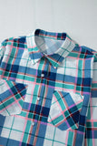Plaid Snap Down Long Sleeve Top and Shorts Lounge Set Lingerie & Nightwear