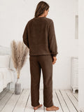 Ivy Lane Teddy Long Sleeve Top and Pants Lounge Set 
