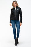 YMI Removable Faux Layered Multi-Pocket Jacket with Fuzzy Hood 