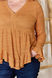 Hailey & Co Full Size V-Neck Flounce Sleeve Blouse 