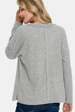 Zenana Full Size Ribbed V-Neck Drop Shoulder Top 