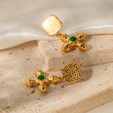 Gold-Plated Stainless Steel Cross Shape Earrings 